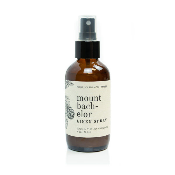 4oz Mount Bachelor Linen Spray on white background.