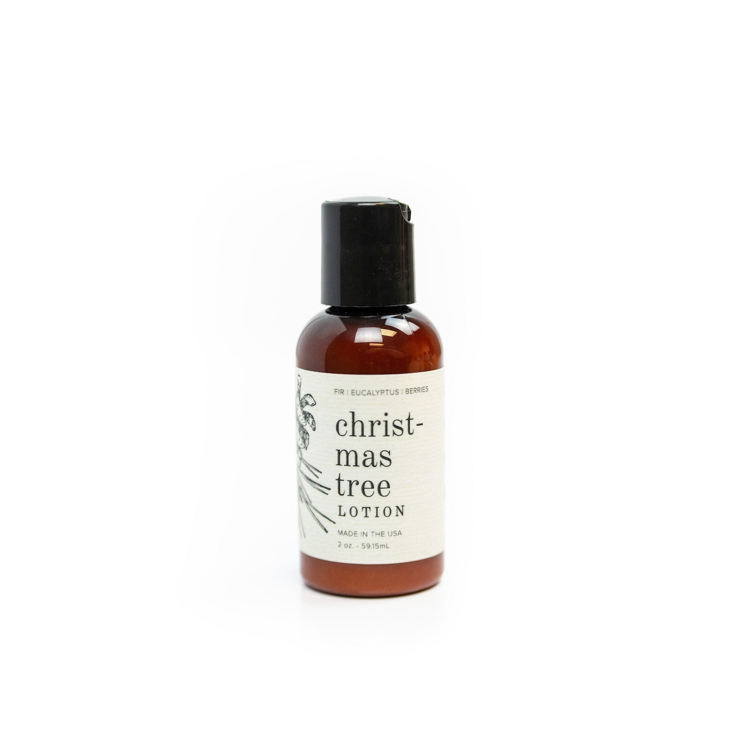 2oz Christmas Tree Body Lotion on white background. 