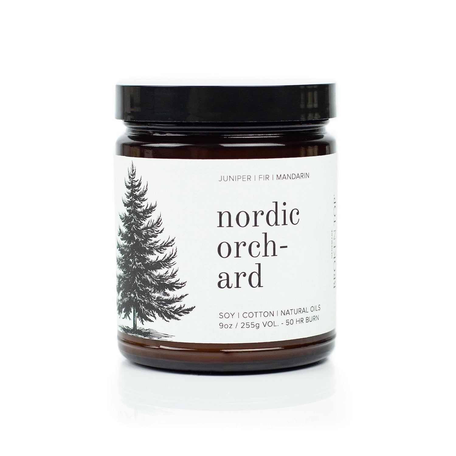 9oz Nordic Orchard Soy Candle on white background. 
