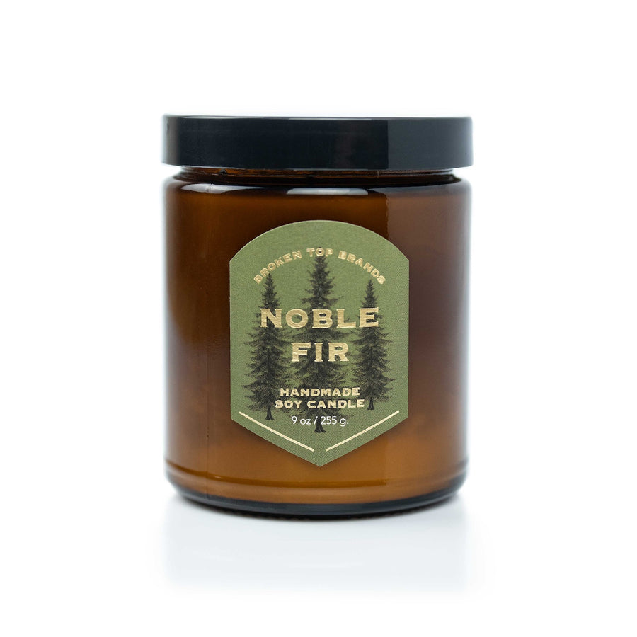 9oz Noble Fir Soy Candle on white background. 