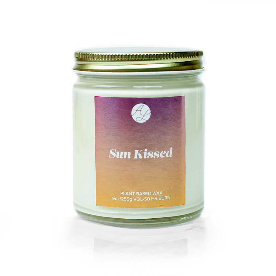 9oz Austy Lou Sun Kissed Soy Candle on white background. 