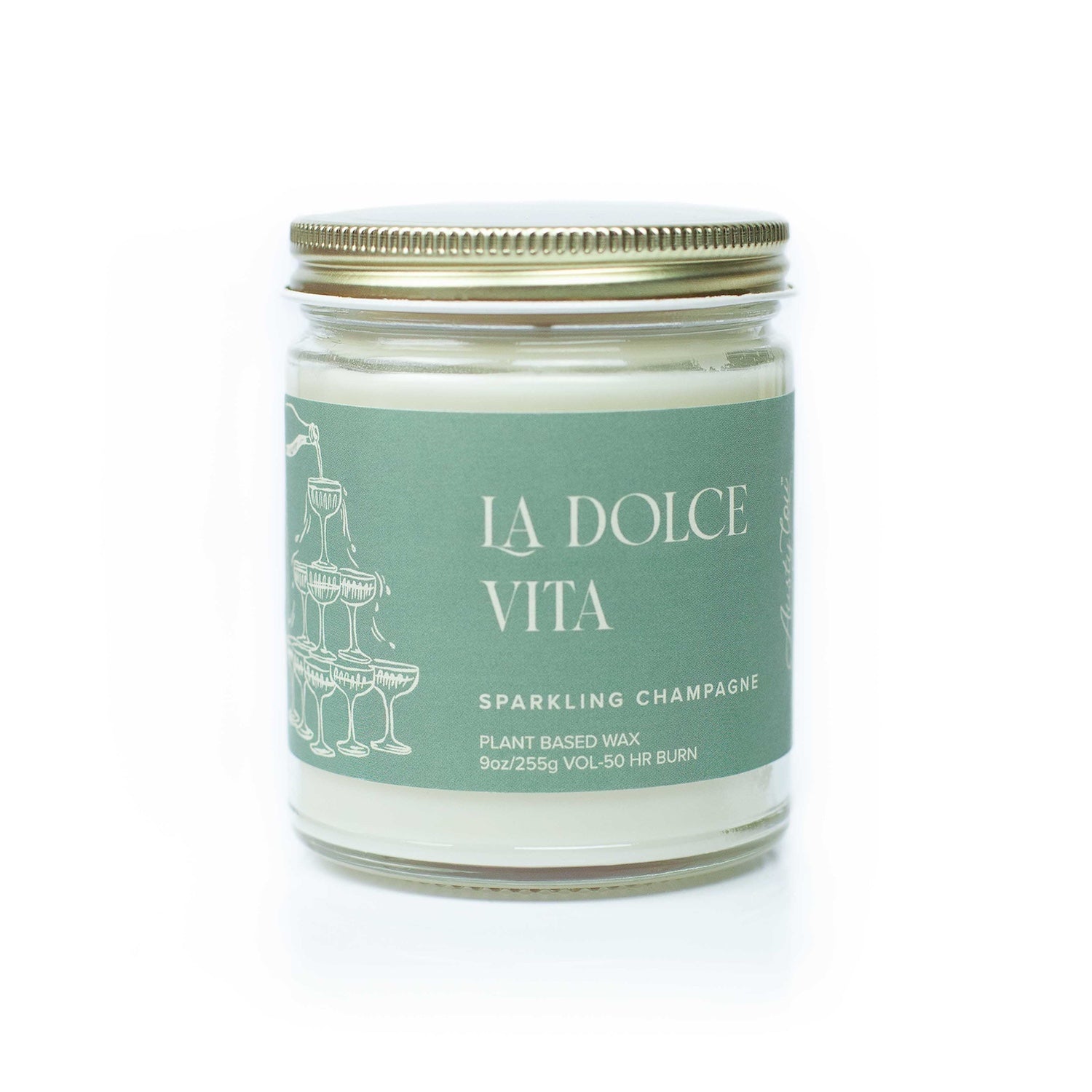 'La Dolce Vita' 9oz Soy Candle on white background.