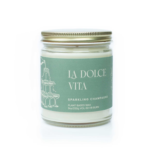 'La Dolce Vita' 9oz Soy Candle on white background.