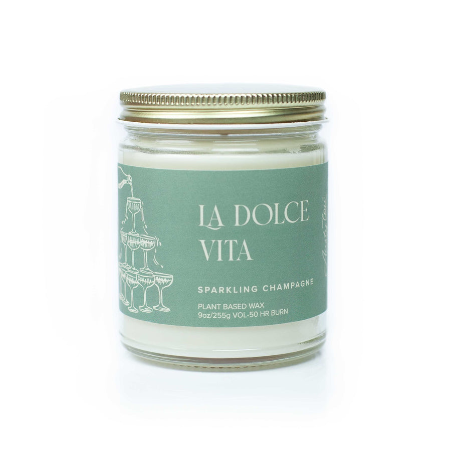 'La Dolce Vita' 9oz Soy Candle on white background.