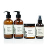 Saguaro Cactus Bundle including 8oz Saguaro Cactus Body Lotion, 8oz Saguaro Cactus Liquid Soap, 9oz Saguaro Cactus Soy Candle, and 4oz Saguaro Cactus Linen Spray on white background. 