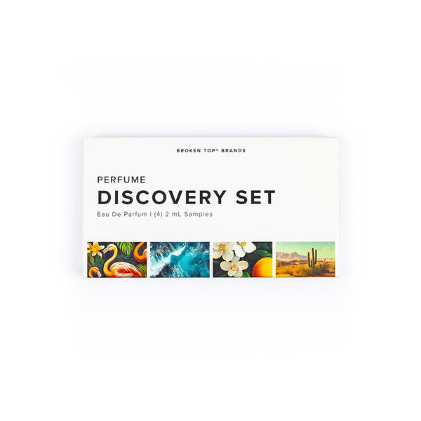 Perfume Discovery Set front on white background. 