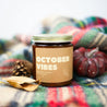 9oz 'October Vibes' Soy Candle on a flannel blanket next to small fall decor. 