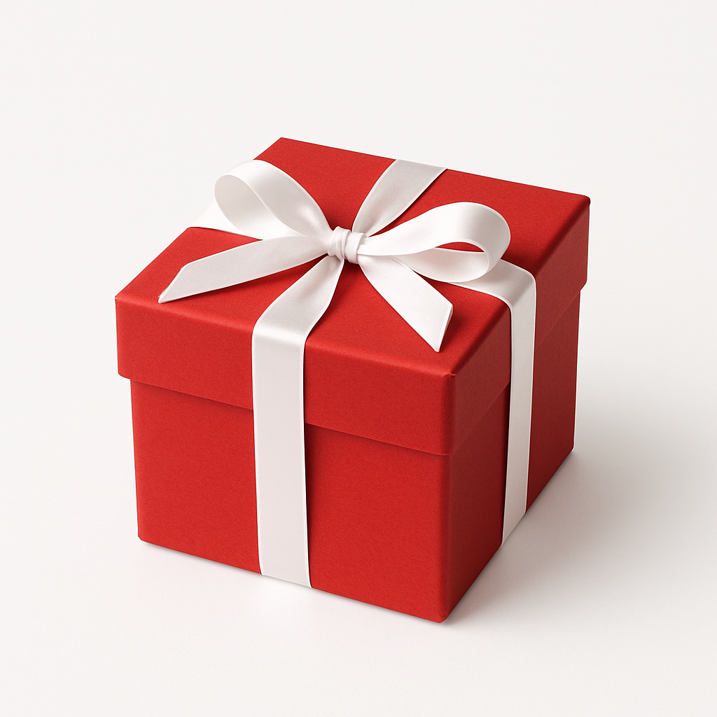 Red gift box on white background. 