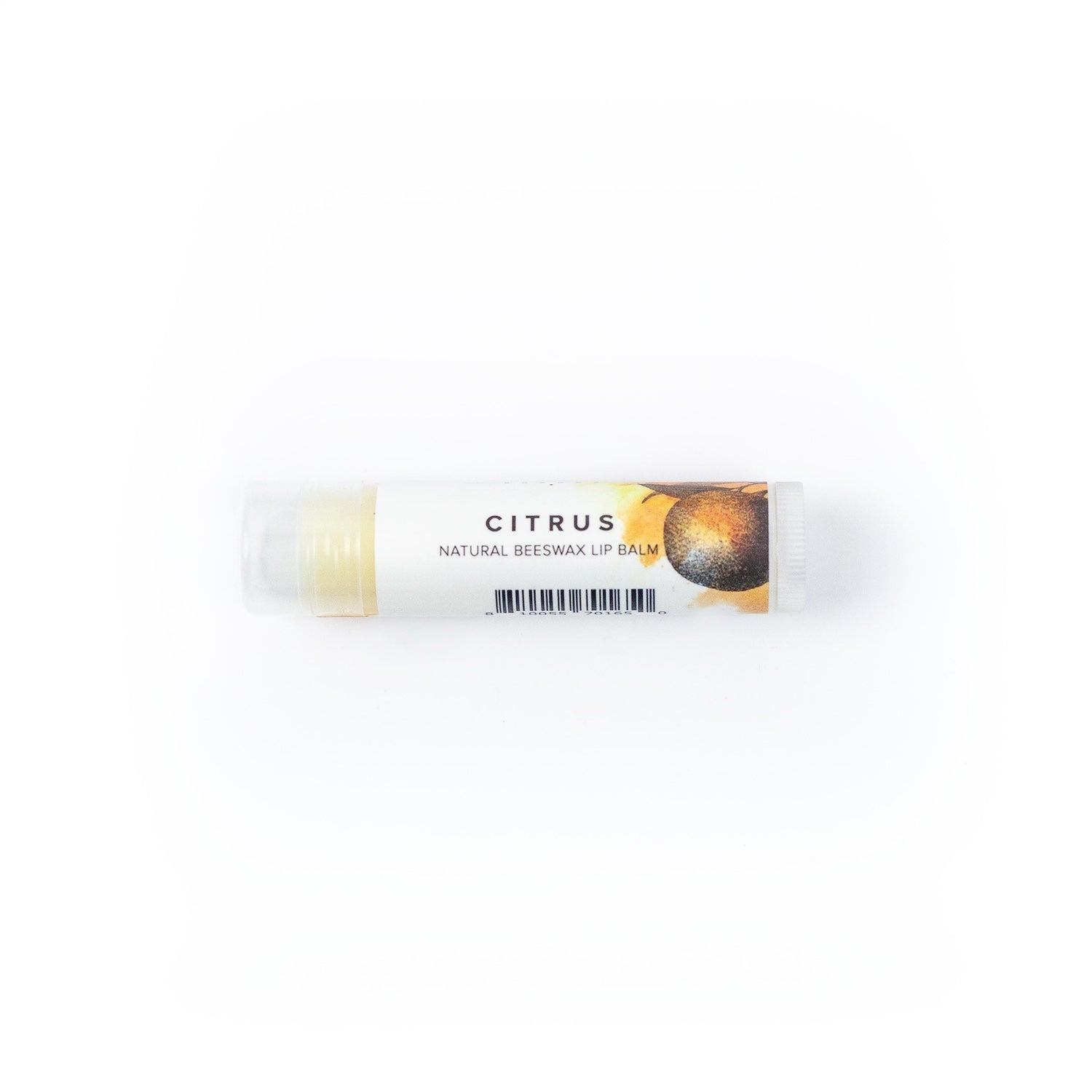 Citrus Lip Balm on white background. 