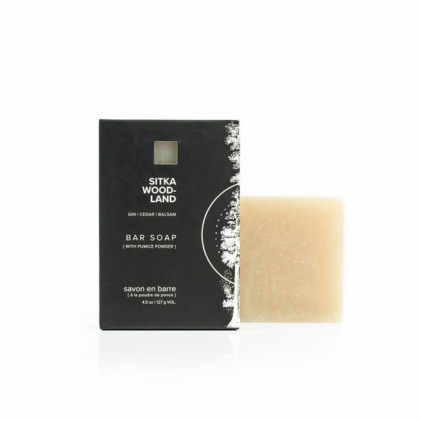 Sitka Woodland Bar Soap on white background.
