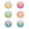 Beach Blossom, Citrus Crush, Daydreamer, Sun Kissed, Sweet Rain & Vanilla Sky Scent Samples on white background. 