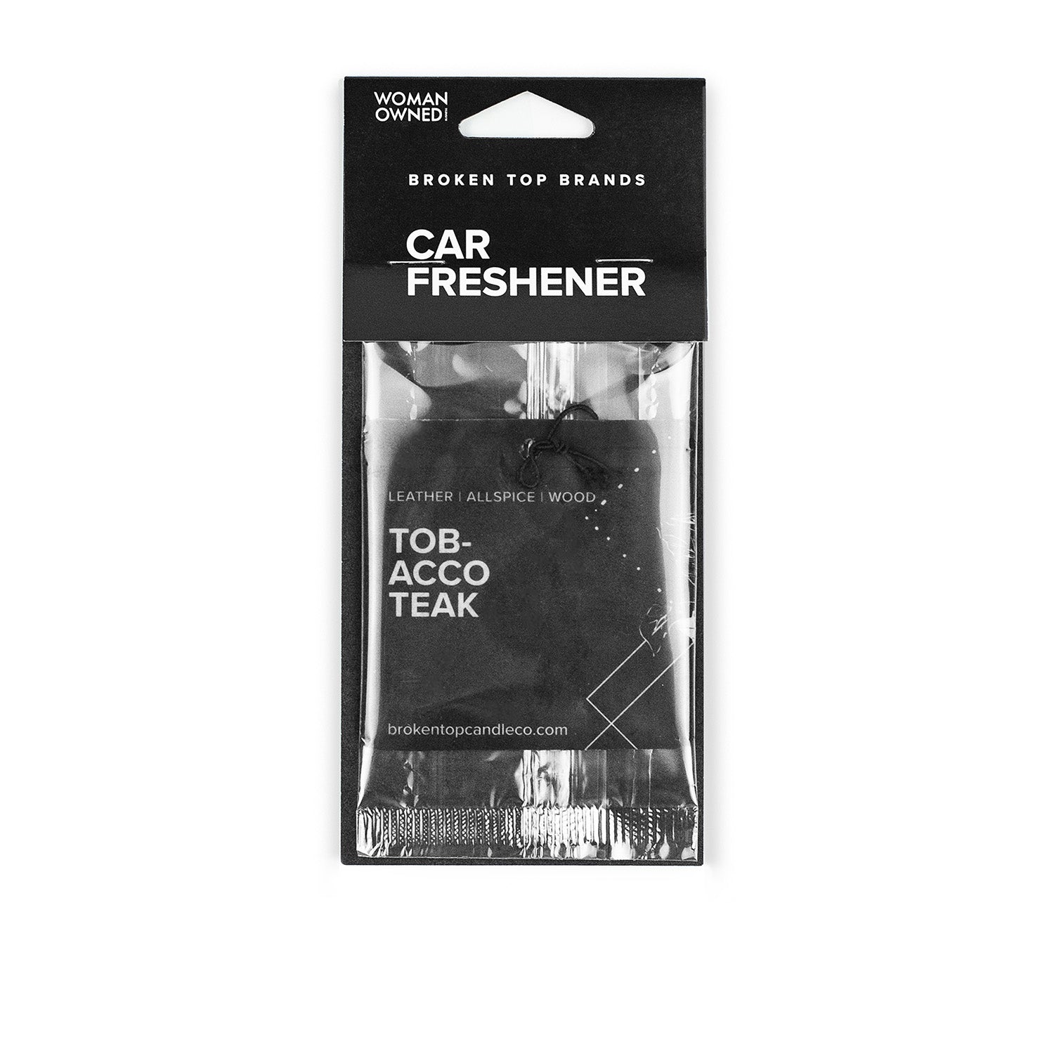 Tobacco Teak Car Freshener on white background. 