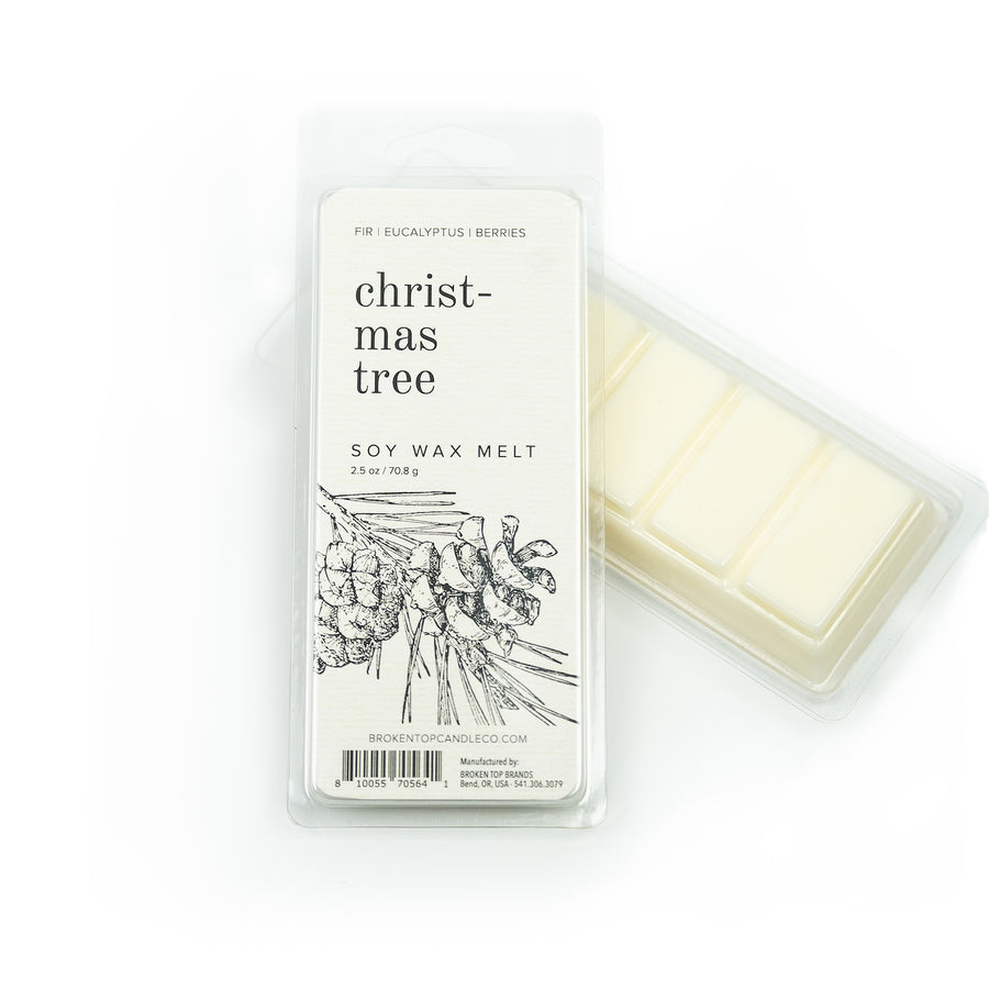Christmas Tree Soy Wax Melt on white background. 