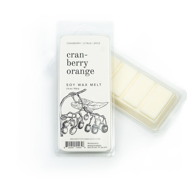 Cranberry Orange Soy Wax Melt on white background. 