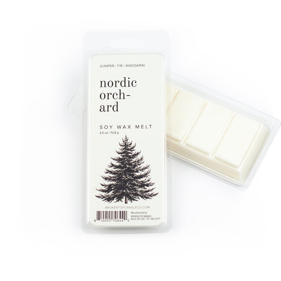Nordic Orchard Wax Melt on white background. 