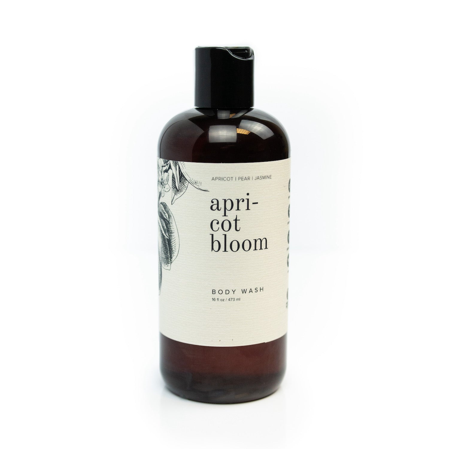 16oz Apricot Bloom Body Wash on white background. 