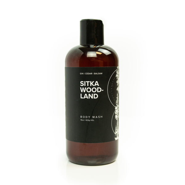 16oz Sitka Woodland Body Wash on white background. 