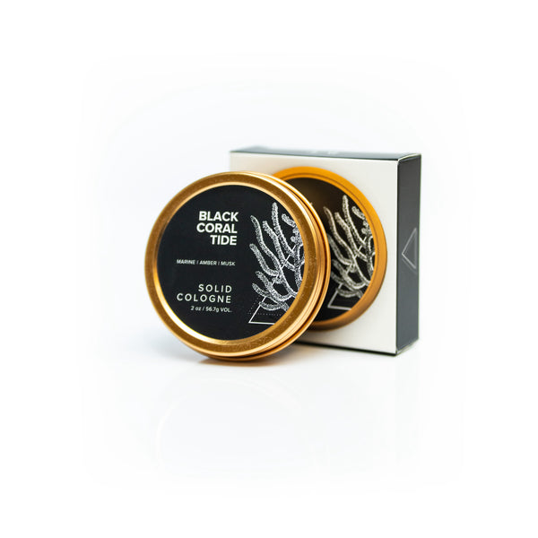 Black Coral Tide Solid Cologne on white background. 