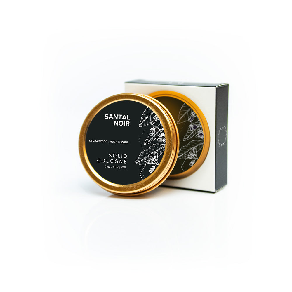 Santal Noir Solid Cologne on white background. 
