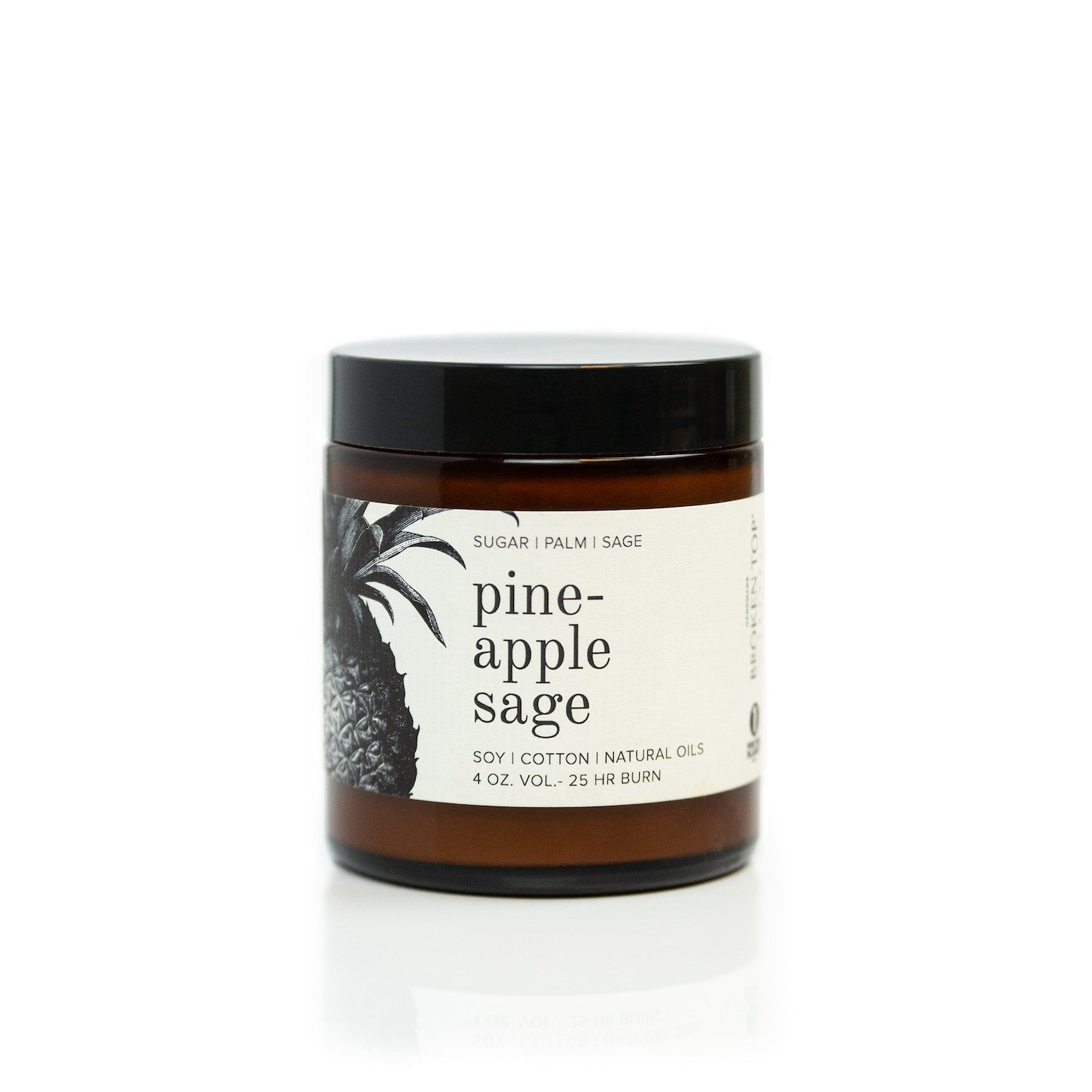 4oz Pineapple Sage Soy Candle on white background. 