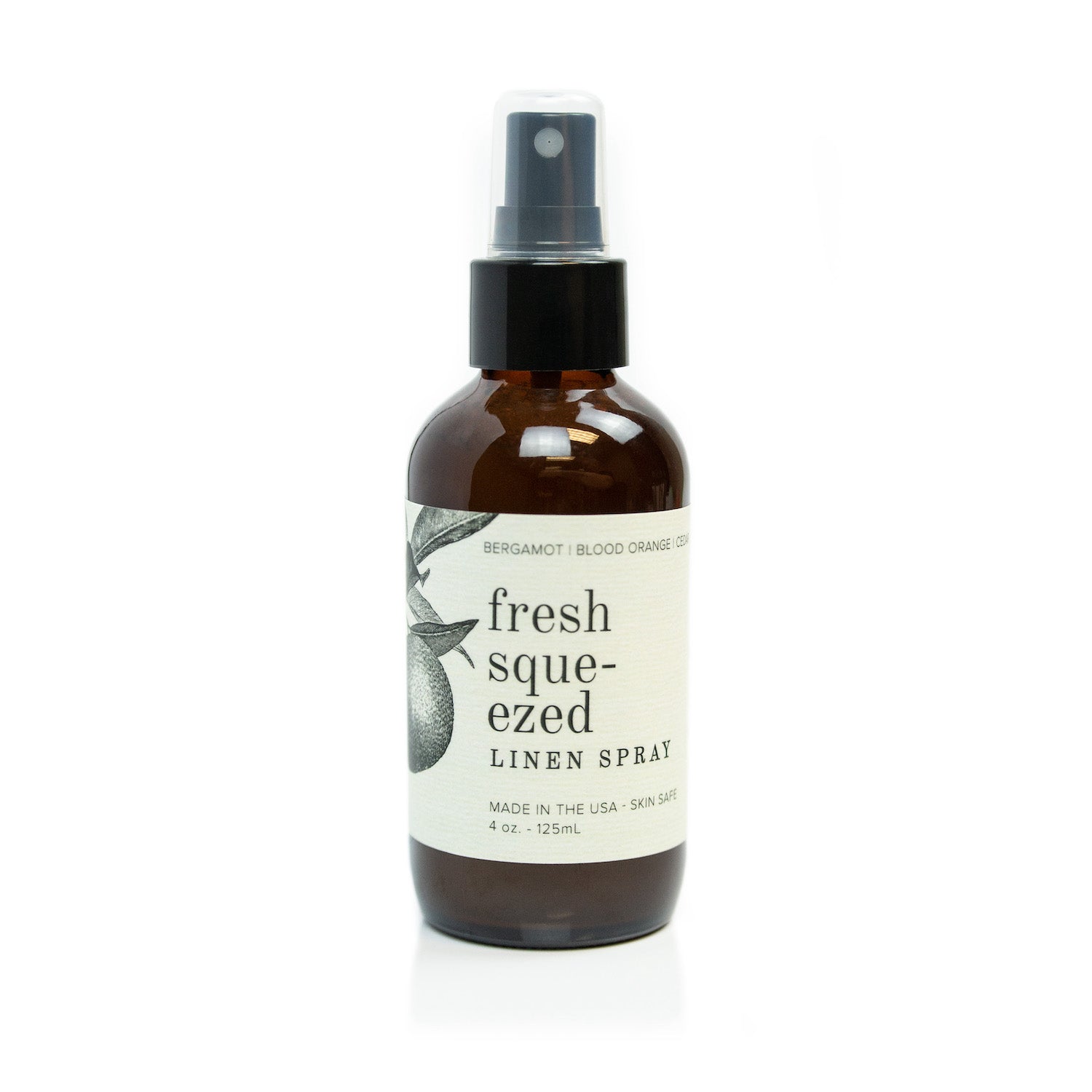 4oz Fresh Squeezed Linen Spray on white background.
