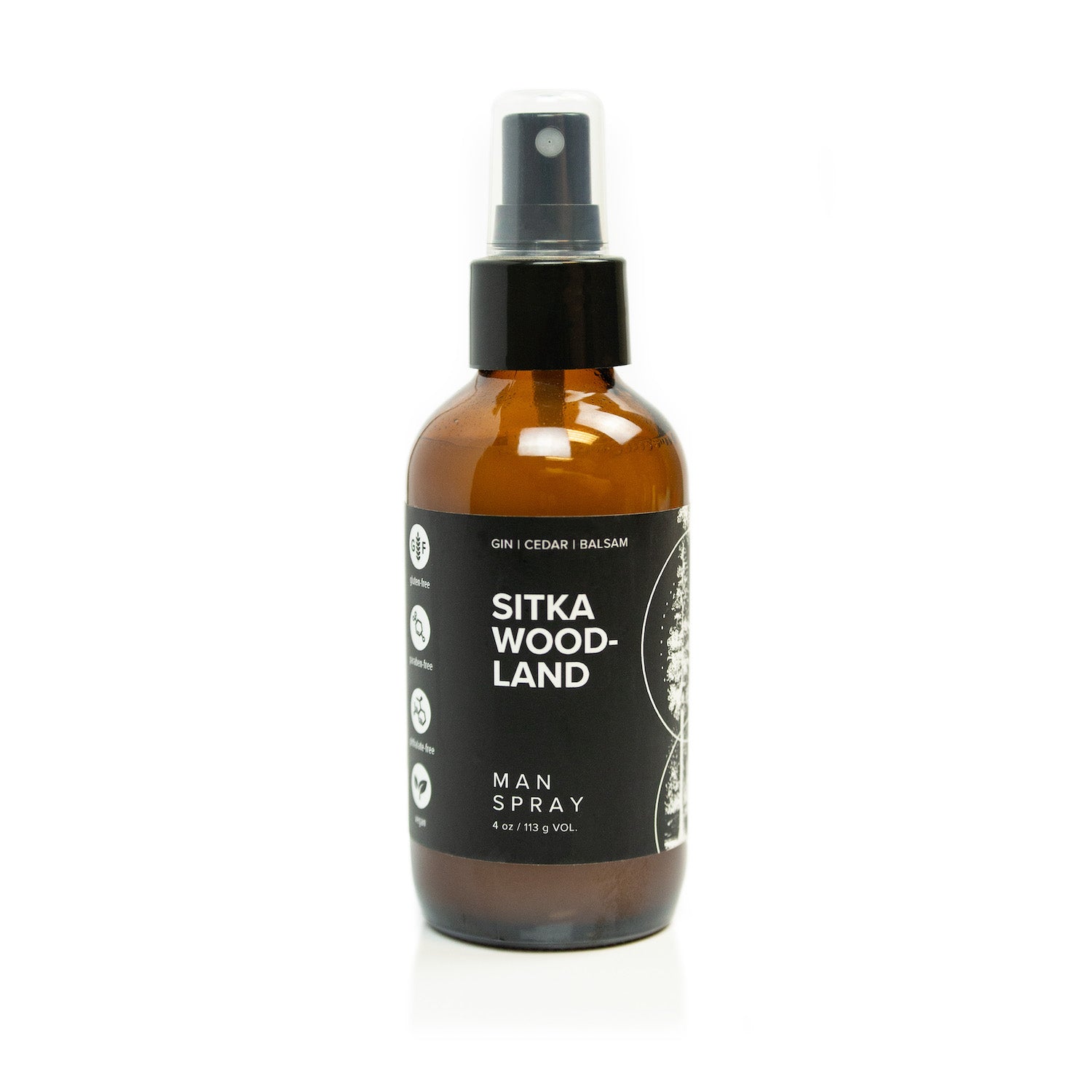 4oz Sitka Woodland Man Spray on white background.