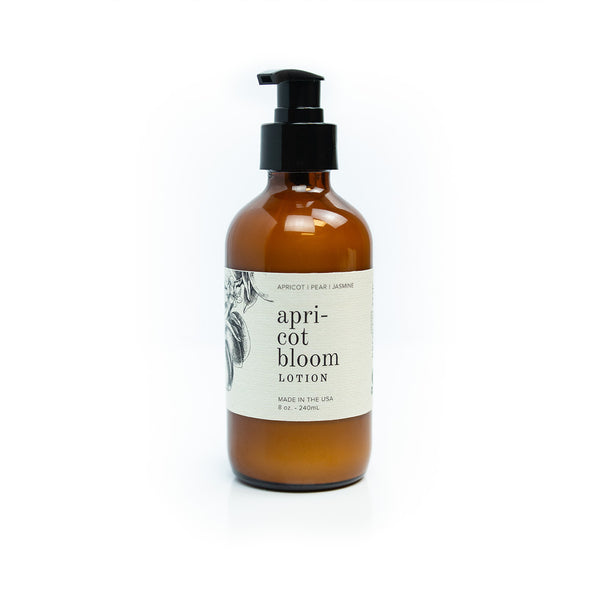 8oz Apricot Bloom Body Lotion on white background. 