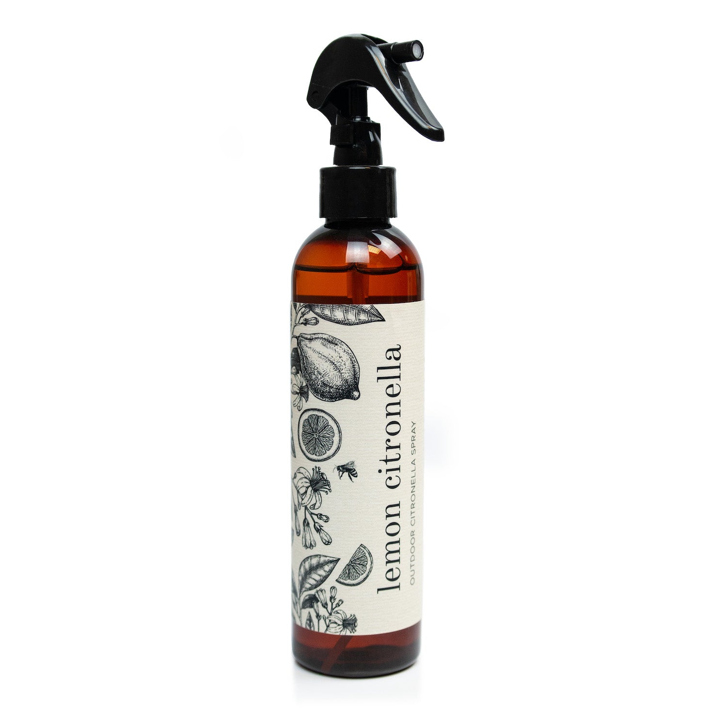 Lemon Citronella Outdoor Repellent Spray on white background.