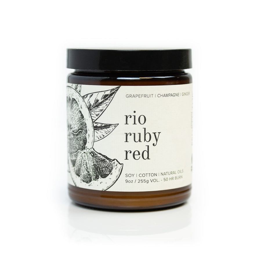 9oz Rio Ruby Red Soy Candle on white background. 