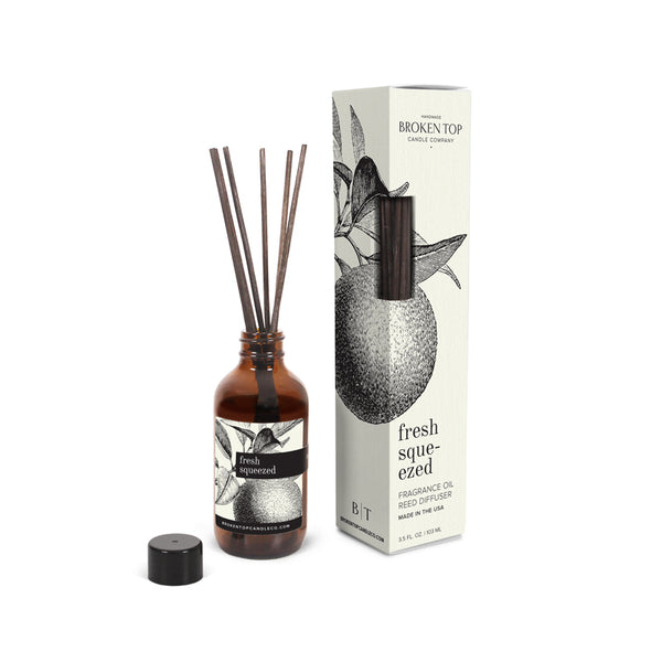 Fresh Squeezed Reed Diffuser on white background. 